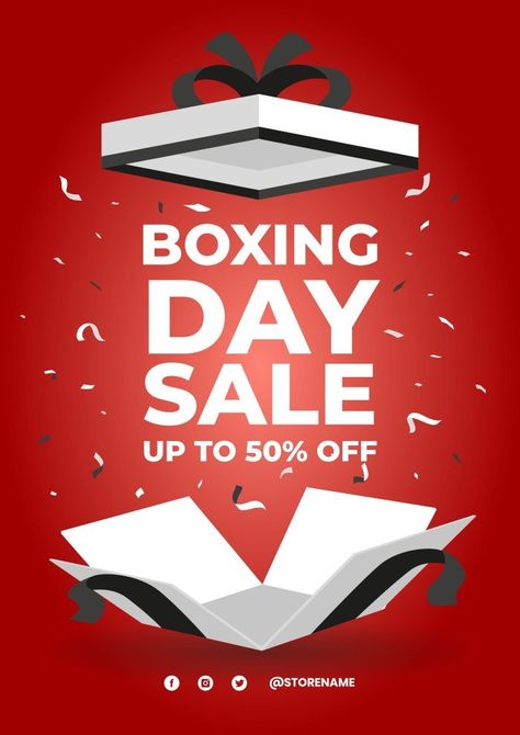 Monocolor Open Box Boxing Day Offer Poster Christmas Offer Poster, Offer Poster Design Ideas, Offer Creative Ads, Buy 1 Get 1 Free Design Poster, Special Offer Poster, Xpander Cross, Offer Poster, Christmas Marketing, Boxing Day Sale