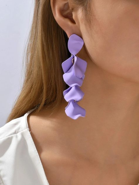 Petal Tassel Drop Earrings | SHEIN USA Lilac Earrings, Red Flower Earrings, Polymer Clay Flower Jewelry, Diy Earrings Polymer Clay, Polymer Earrings, Prom Earrings, Polymer Clay Jewelry Diy, Jewelry Accessories Ideas, Tassel Drop Earrings