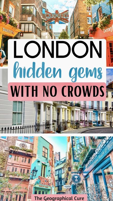 Pinterest pin for 40+ Beautiful Hidden Gems In London London Off The Beaten Path, London Sightseeing, London Travel Guide, London England Travel, London Tourist, Places In London, London Bucket List, London Guide, London Vacation