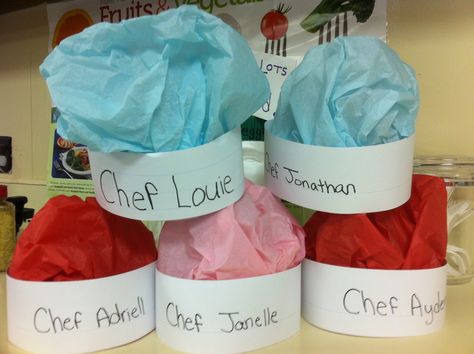 Chef hats for community helper theme and Chef day and cooking! Uniform Crafts For Preschool, Bakers Activities For Preschool, Food Helpers Preschool Activities, Baker Activities For Preschool, Restaurant Crafts Preschool, Cooking Week Preschool Activities, Pizza Week Preschool, Career Week Preschool, Baker Community Helper Preschool