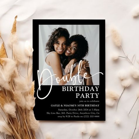 Double Birthday Party, Double Birthday Parties, Twin Birthday, Adult Birthday Party, Event Details, Online Invitations, Milestone Birthdays, Birthday Party Invitation, Zazzle Invitations