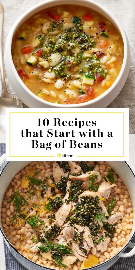 Dried Bean Recipes | Kitchn Dried Bean Recipes, 10 Bean Soup Recipe, Grilled Steak Dinner, Dry Beans Recipe, Slow Cooker Vegetarian Chili, Slow Cooker Beans, Simple Family Meals, Slow Cooker Pasta, Spiced Chickpeas