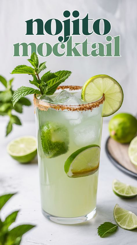 "Discover the perfect Nojito Mocktail recipe for a refreshing twist on summer drinks! This Virgin Mojito recipe combines fresh mint and zesty lime for a delightful non-alcoholic drink. Ideal for hot days, this Mint Lime drink is a must-try among summer mocktail ideas. Enjoy delicious, refreshing mocktails without the alcohol! Perfect for gatherings or a relaxing day at home." Sparkling Water Mocktail, Refreshing Summer Drinks Nonalcoholic, Fun Christmas Cocktails, Fun Christmas Drinks, Margarita Mocktail Recipe, Easy Holiday Drinks, Mocktail Ideas, Non Alcoholic Mojito, Summer Drinks Nonalcoholic