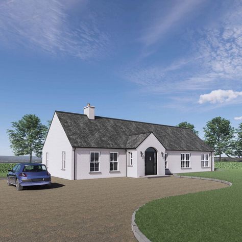 Irish House Plans Bungalow, Stone Cottage Homes, Irish House Plans, Bungalow Porch, House Designs Ireland, Dormer Bungalow, Ireland Cottage, Bungalow Interior, Exterior Entry Doors