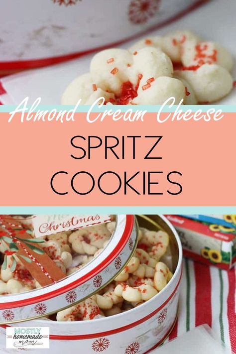 Cream Cheese Spritz, Christmas Spritz, Cream Cheese Spritz Cookies, Butter Spritz Cookies, Christmas Spritz Cookies, Spritz Cookie Recipe, Cookie Platter, Gifts Homemade, Baking 101