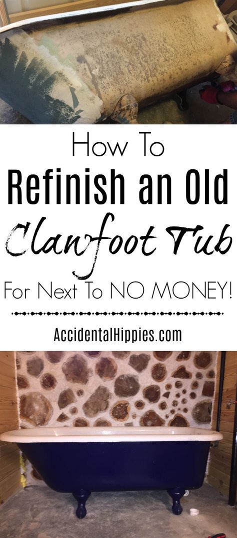 Refinishing Clawfoot Tub, Redo Clawfoot Tub, Restore Clawfoot Tub, Cast Iron Tub Refinish, Homesteading Essentials, Refinished Clawfoot Tub, Cordwood Cabin, Clawfoot Tub Bathroom, Tub Refinishing