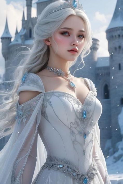 #wallpaper Royal Dresses Fantasy, Ice Warriors, Royal Gowns, Mystical Creature, Ice Girls, Queen Anime, Ice Dresses, Snow Princess, Fantasy Princess