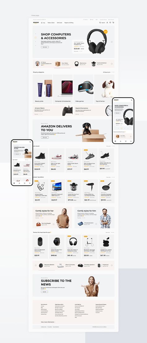 Amazon - Redesign Concept on Behance E Commerce Site Web Design, E Commerce Web Design Templates, Best E Commerce Website Design, E Commerce Ux Design, Creative E Commerce Website Design, Ecom Web Design, Web Design Projects Ideas, Cool Web Design Inspiration, E Commerce Website Design Templates