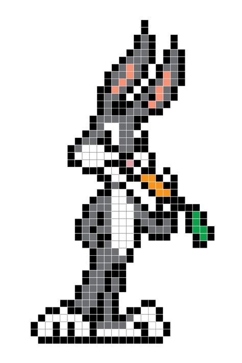 Perler Bead Looney Tunes, Bugs Bunny Perler Beads, Creative Pixel Art, Pixel Cartoon Characters, Pixel Beads Pattern, Pixel Art Cartoon Characters, Pixel Art Movie, Movie Pixel Art, Pixel Art Ideas Cute