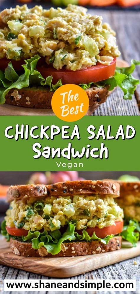 Best Chickpea Salad, Chic Pea Salad, Easy Chickpea Salad, Salad Chickpeas, Best Salads, Chickpea Sandwich, Salad Sandwich Recipe, Chickpea Salad Sandwich, Plant Based Lunch