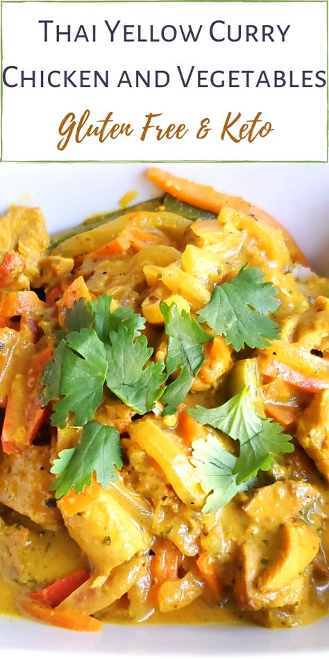 Keto Vegetable Curry, Yellow Curry Vegetables, Keto Curry Recipes, Keto Thai Recipes, Turmeric Vegetables, Keto Curry Chicken, Curry Chicken And Vegetables, Chicken Vegetable Curry, Thai Yellow Chicken Curry