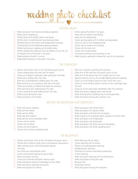 Wedding Guide Checklist, Wedding Photography Shot List, Wedding Photo Checklist, Wedding Photo List, Wedding Photography List, Photography List, Wedding Shot List, Photo Checklist, Wedding Photography Checklist