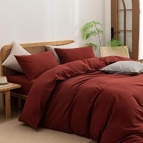 Amazon.com: BESTOUCH Duvet Cover Set 100% Washed Cotton Linen Feel Super Soft Comfortable Chic Lightweight 3 PCs Home Bedding Set Cornflower Blue King : Home & Kitchen Red King, Comfortable Chic, Home Bedding, Cornflower Blue, Brick Red, Duvet Cover Set, Duvet Cover Sets, Bedding Set, Cotton Linen