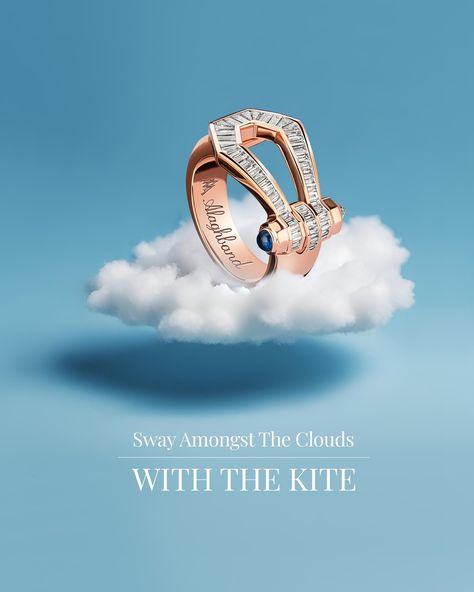 Sway amongst the clouds with the Kite. #KiteCollection #Kite #Alaghband #AlaghbandWishes #Diamonds #Ring #Jewelry #Dubai #dubaimall Jewelry Art Direction, Jewellery Ads Creative, Jewellery Banner Design, Diamond Jewelry Photography, Jewellery Creative, Digital Advertising Ideas, Jewelry Ads Creative, Jewelry Ad, Jewellery Ads