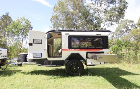 This Luxe Off-Road Trailer Redefines the Teardrop Camper | Gear Patrol Off Road Teardrop Trailer, Off Road Teardrop, Off Road Trailer, Small Trailer, Automotive Engineering, Teardrop Camper, Van Living, Teardrop Trailer, Cargo Trailers