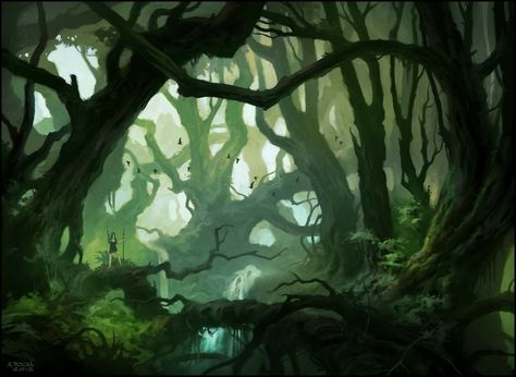 Mirkwood Forest, Forest Concept, Concept Landscape, Mysterious Forest, Deep In The Woods, Fantasy Magic, Landscape Concept, Fantasy Forest, Fantasy Places