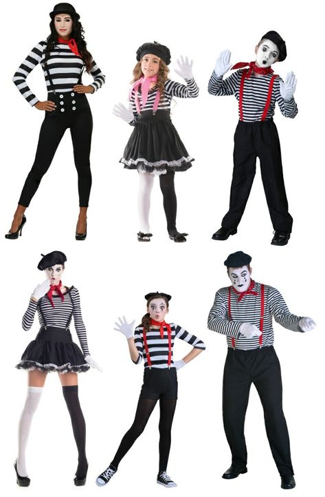 Family Mime Costume, Circus Custome Women, Circus People Costumes, Circus Party Outfit Woman, Circus Carnival Costumes, Easy Circus Costume Diy, Circus Theme Costume Women, Circus Theme Outfits Women, Circus Mime Costume