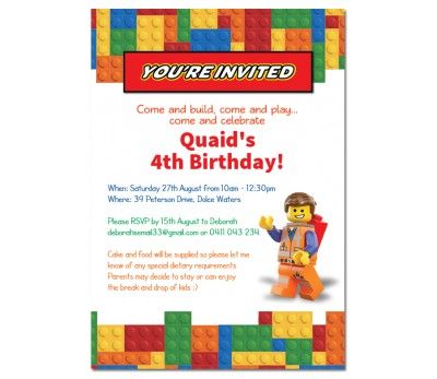 Lego Party Invitations, Lego Birthday Invitation, Lego Birthday Invitations, Online Birthday Invitations, Kids Party Invitations, Invitation Design Inspiration, Lego Invitations, Lego Spiderman, Paper Divas