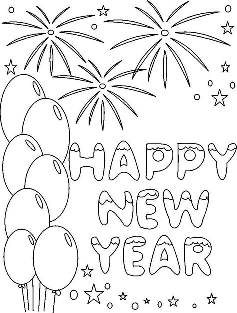 new year's coloring pages | Happy New Year Coloring Printable Pages: Happy new… New Years Drawing Ideas, New Year's Drawings, Firework Colors, Kids Net, New Year Coloring Pages, New Year Art, New Year Fireworks, New Year's Crafts, Halloween Coloring Pages