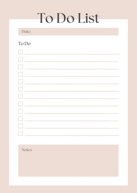 Beige Minimalist Modern To Do List Planner - Templates by Canva To Do List Template Daily, Planner For School Ideas, Today To Do List, Schedule Planner Templates, Aesthetic Todo List Template, To Do List Wallpaper Iphone, To Do List Template Aesthetic Printable, Pink To Do List Template, Goodnotes Template Free To Do List