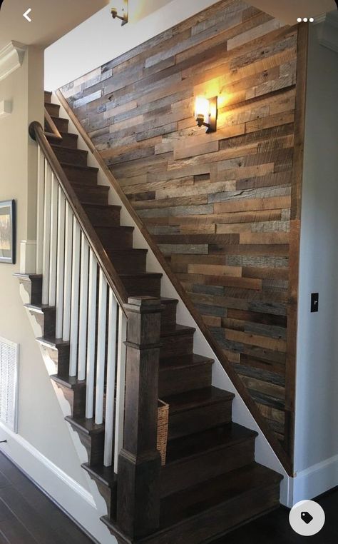 Diy Staircase Makeover, Basement Lighting, Accent Wall Ideas, Diy Staircase, Stair Wall, Diy Basement, Staircase Makeover, Cement Wall, Basement Stairs