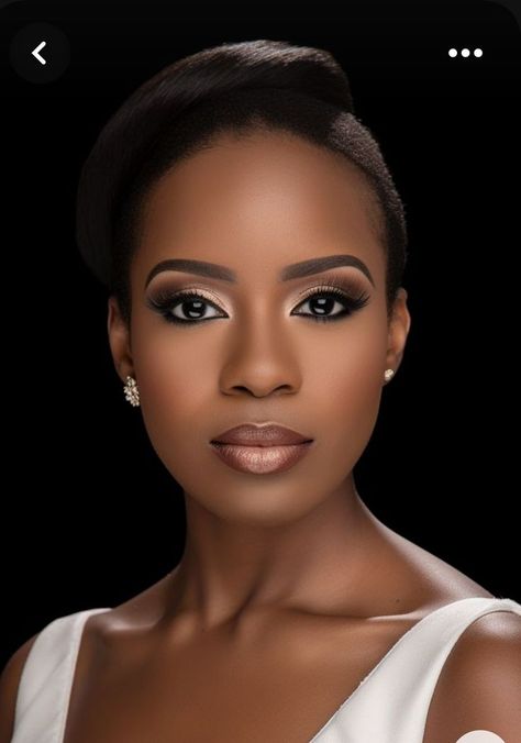 African Women Makeup Looks, Black Wedding Makeup Natural, Bridal Make Up Black Woman, Make Up On Dark Skin Women, Black Woman Wedding Makeup, Make Up Looks For Black Women, Makeup For Black Women Wedding, Make Up For Dark Skin Women, Makeup To Go With Black Dress