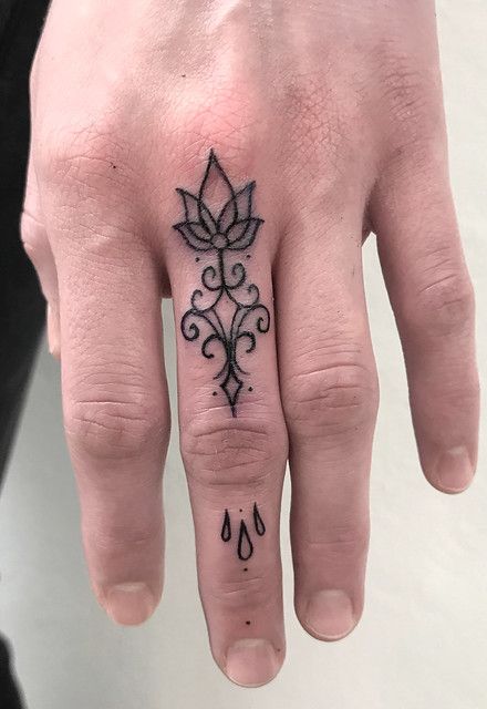 Lotus Finger Tattoo, Pretty Hand Tattoos Unique, Flower Finger Tattoos, Girl Finger Tattoos, Ornamental Flower, Toe Tattoos, Small Finger Tattoos, Finger Tattoo For Women, Finger Tats