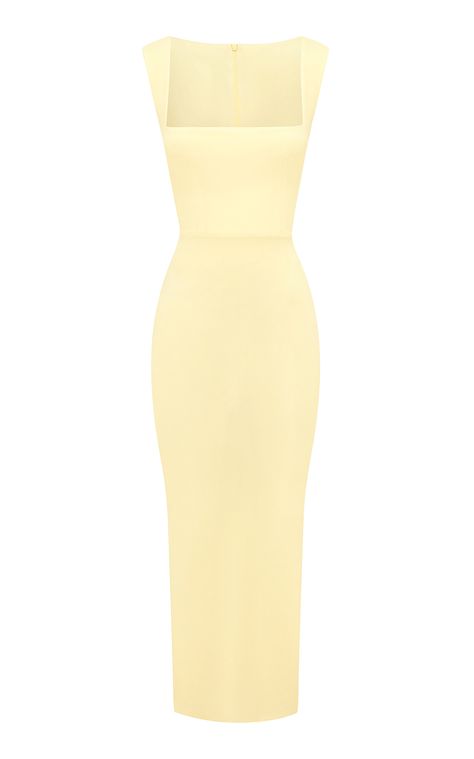 Find ALEX PERRY Square-neck Crepe Jersey Midi Dress Uk 10 on Editorialist. The Australian favorite returns for Fall with the sharply tailored; nipped-in-all-the-right-places occasionwear women love him for—in signature materials and fits; and featuring a host of new details and finishes.Crafted from sleek crepe jersey; this square neck midi dress features a tight bodycon fit that accentuates every curve. Square Neck Midi Dress, V Neck Cocktail Dress, Purple Midi Dress, Normal Clothes, Alex Perry, Yellow Midi Dress, Model Outfits, Pink Midi Dress, Seville