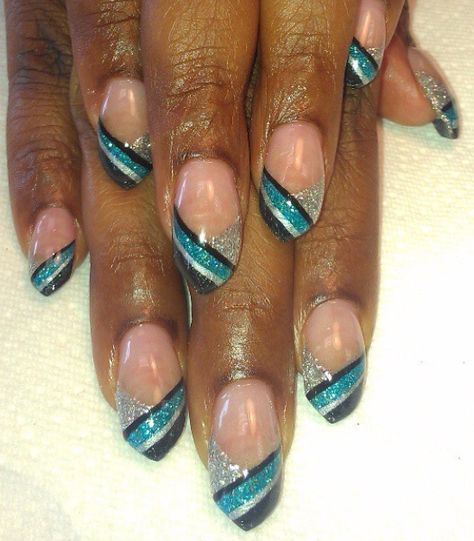 Black And Teal Nails, Western Nails, Teal Nails, Stylish Nails Designs, Gray Nails, Teal And Grey, I Love Nails, Nails Designs, Love Nails