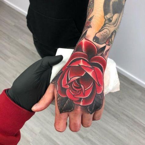 Neotrad Rose, Hand Tattoos Pictures, Half And Full Sleeve Tattoos, Unique Hand Tattoos, Full Hand Tattoo, 2 Tattoo, Rose Hand Tattoo, Flying Tattoo, Rose Tattoos For Men