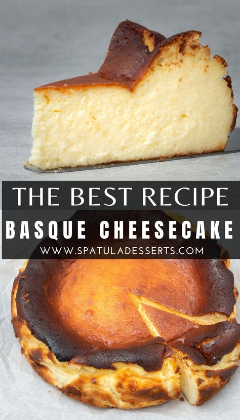 Best Basque Cheesecake Recipe, Basque Burnt Cheesecake Recipes, Cooked Cheesecake Recipes, Water Bath Cheesecake Recipe, Easy Basque Cheesecake, Healthy Basque Cheesecake, Easy Basque Burnt Cheesecake Recipe, Cheesecake Burnt Basque, Best Basque Burnt Cheesecake Recipe