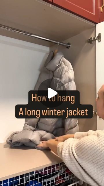 No Closet Apartment Solutions, Hoodie Hanging Ideas, Hoodies Storage Ideas, How To Hang Long Cardigans On A Hanger, How To Store Skirts In Closet, How To Hang Jumpsuits In Closet, Winter Clothing Storage, How To Hang Jackets In Closet, Hanging Jackets Ideas