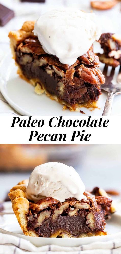 Paleo Christmas Desserts Easy, Chocolate Pecan Pie Gluten Free, Paleo Chocolate Pie, Paleo Christmas Desserts, Paleo Thanksgiving Dessert, Paleo Pie Recipes, Paleo Christmas Recipes, Pecan Pie Thanksgiving, Paleo Holiday Recipes