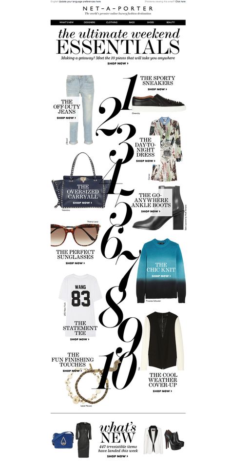 Net-A-Porter Social Media Layout, Email Newsletter Design, Day To Night Dresses, Sporty Sneakers, Newsletter Design, Statement Tees, Email Design, Sunglasses Shop, Whats New