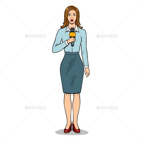 Journalist is reporting with microphone pop art retro vector illustration. Isolated image on white background. Comic book style im Journalist Drawing, Pop Art Baby, Pop Art Vector, Apple Pop, Retro Vector Illustration, Pop Art Retro, Baby Pop, Retro Vector, Comic Book Style