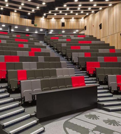 Scholar: Lecture theatre seating with continuous writing tablet - Audience Systems Theater Plan, Lecture Room, Smart Classroom, Theatre Seating, Auditorium Chairs, Auditorium Seating, University Of Reading, Lectures Room, Lecture Theatre