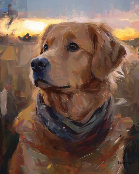 Dog Portraits Painting Oil, Dog Painting Canvas, Hsc Art, Golden Retriever Drawing, Male Artworks, Country Villa, Dog Portraits Painting, Portrait Oil Painting, Dog Painting