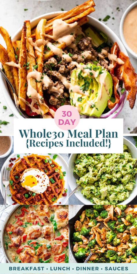 Whole30 Meal Plan, 30 Day Meal Plan, Meal Plan Recipes, Whole 30 Meal Plan, Sustainable Eating, Day Meal Plan, Best Diet Foods, Healthy Eating Diets, Healthy Food Facts