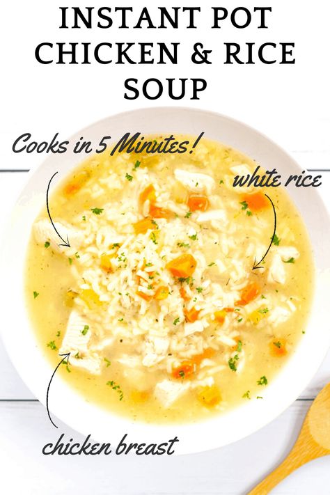 Instant Pot Rice Soup Recipes, Ninja Foodi Chicken And Rice Soup, Instant Pot Chicken And Rice Soup Easy, Instant Pot Chicken And Rice Soup Recipes, Instant Pot Broth Soup, White Rice Soup Recipes, Chicken Soups Insta Pot, Instapot Chicken Rice Soup, Easy Chicken Soup Instant Pot