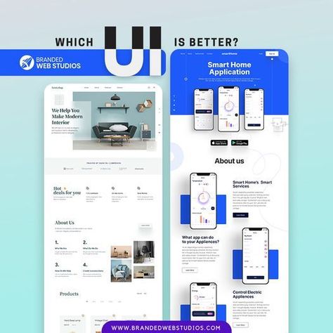 Here are two UI's created by our team of experts. Which one will you choose for your business website? Dm us your queries and start building your website today. #webdevelopment #webdesign #webdeveloper #digitalmarketing #seo #websitedesign #webdesigner #developer #marketing #wordpress #python #design #coder #ecommerce Why Choose Us Web Design, Why Choose Us, Web Studio, Ui Ux Design, Business Website, Ux Design, Good Brands, Hot Deals, Smart Home