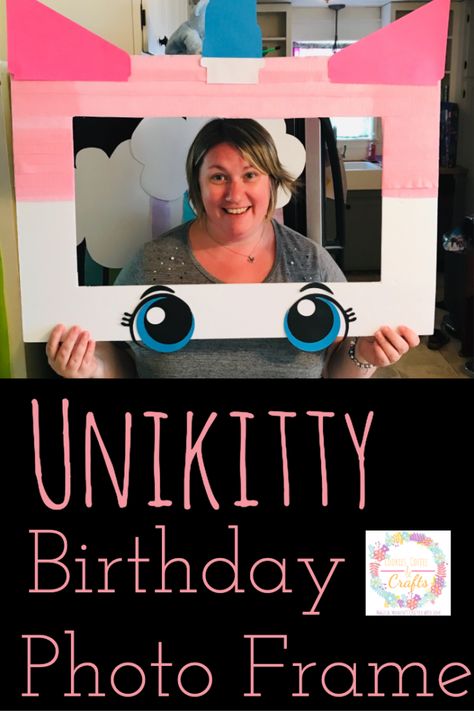 Unikitty is the cutest! These step by step instrucitons will help you make your Unikitty birthday party awesome with this photo booth frame. You and yoru party guest will love having their picture taken with it. #PhotoBoothFrame #Unikitty #UnikittyBirthdayParty #PhotoBooth #KidsBirthday Unikitty Costume, Unikitty Party, Unikitty Cake, Frock Unikitty, Lego Girls Birthday Party, Unikitty Lego, Animal Print Party, Birthday Photo Frame, Cat Birthday Party