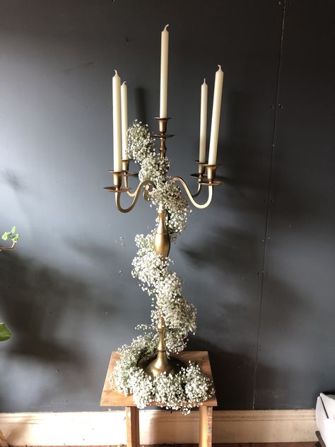 Candelabra Decorating Ideas, Centerpiece Alternatives, Non Traditional Wedding Centerpieces, Candelabra Centerpieces, Candelabra Centerpiece Wedding, Candleabras Centerpiece, Wedding Candelabra, Wedding Candelabra Centerpiece, Gypsophila Centrepieces