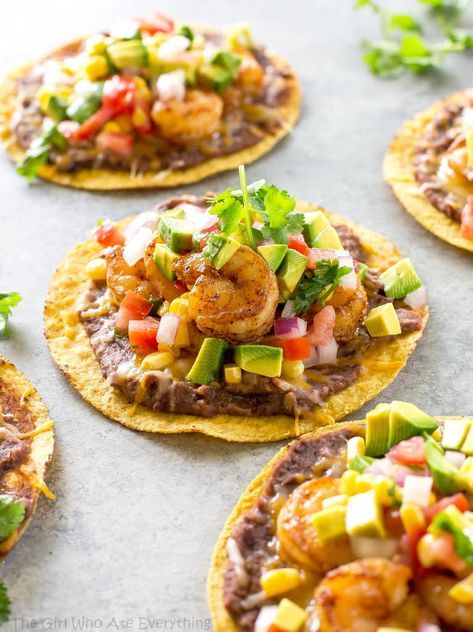 Shrimp Tostadas with black beans, avocado, onions, tomatoes, and cilantro. the-girl-who-ate-everything.com Easy Mexican Dinner, Frozen Shrimp Recipes, Tostadas Recipe, Mexican Shrimp Recipes, Shrimp Tostadas, Tostada Recipes, Mexican Shrimp, The Girl Who Ate Everything, Mexican Dinner Recipes