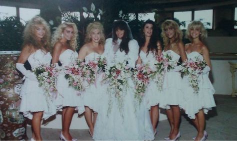 Brandi Brant at her wedding to Nikki Sixx. Bridesmaids include Heather Locklear and Sharise Neil. Nikki Sixx Wedding, Nikki Sixx Brandi Brandt, Brandi Brandt 80s, Sharise Neil, Nikki Sixx And Brandi Brandt, 1980s Wedding, 80s Wedding, Heather Locklear, Wedding Doves