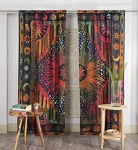 Drapery Bedroom, Boho Valances, Wall Curtains, Hanging Drapes, Hippie Curtains, Cortinas Boho, Mandala Curtains, Indian Curtains, Bohemian Sun