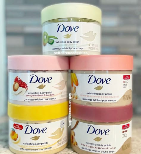 Dove Body Scrub, Dove Exfoliating Body Polish, Easy Self Care, Exfoliating Body Polish, Dove Body Wash, Bath N Body Works, Body Hygiene, Bath And Body Works Perfume, Exfoliating Body Scrub