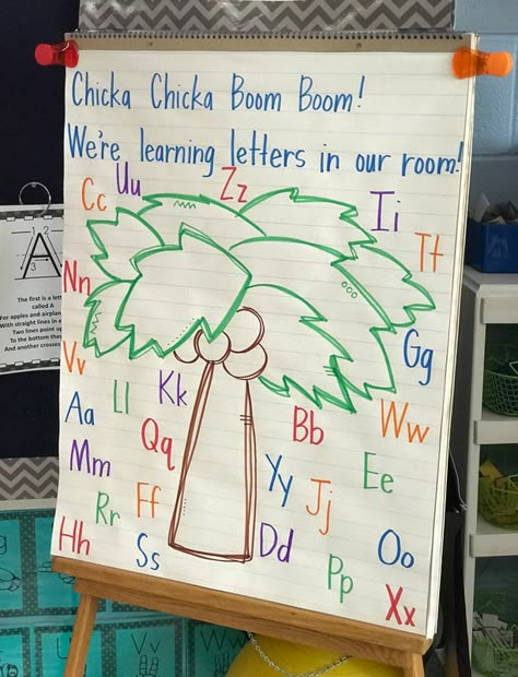 Chicks Chicka Boom Boom Name Activities, Chicka Chicka Boom Boom Song, Chicka Chicka Boom Boom Circle Time Activities, Chicka Chicka Boom Boom Literacy Activities, Chicka Chicka Boom Boom Prek Activities, Kindergarten Chicka Chicka Boom Boom, Alphabet Pre K Activities, Letter A Anchor Chart Preschool, Preschool Chicka Chicka Boom Boom Activities