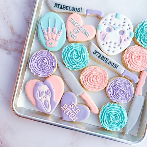 Pastel Goth Decor, Heart Cakes, Goth Decor, Valentine Cookies, Summer Birthday, My Bestie, Cookie Designs, Custom Cookies, Pastel Goth