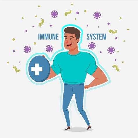 Fit man with good immune system against ... | Free Vector #Freepik #freevector #character #health #shield #natural Yellow Vegetables, Strong Immune System, Book Illustration Design, Fit Man, Vintage Pop Art, Stronger Immune System, Boost Immune System, Illustration Ideas, Travel Money