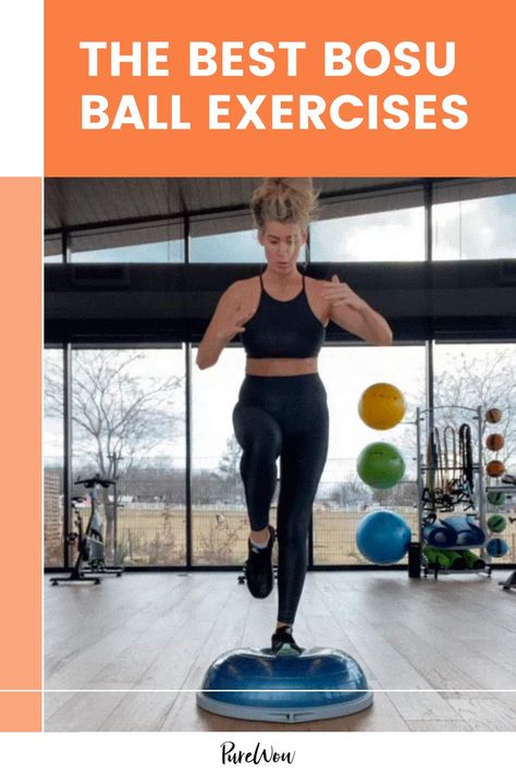 The 19 Best Bosu Ball Exercises, According to Fit Body App Founder Anna Victoria Body Ball Exercises, Bosu Ball Workout Glutes, Plank Muscles Used, Skaters Exercise, Bosu Ball Exercises, Push Up Muscles, Bosu Exercises, Bosu Ball Workout, Bosu Workout